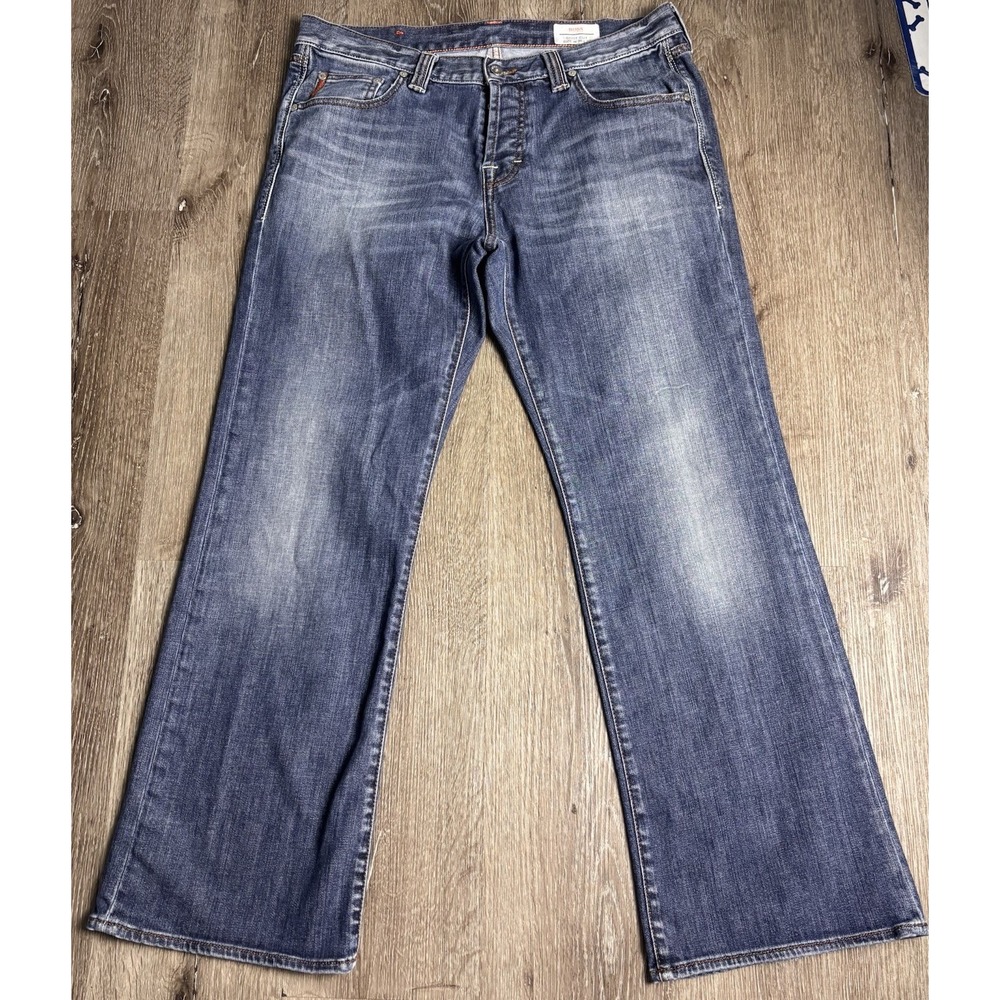 Hugo Boss Bootcut Men's 36x30 Button Fly‎ Orange Stitch Fade Jeans